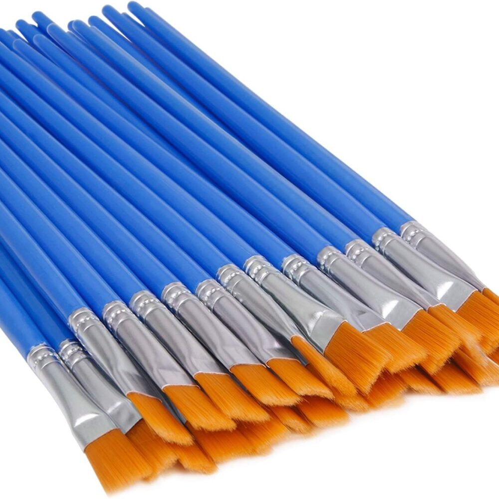 UPINS 20 Pcs Flat Paint Brushes, Small Brush Bulk for Detail Painting